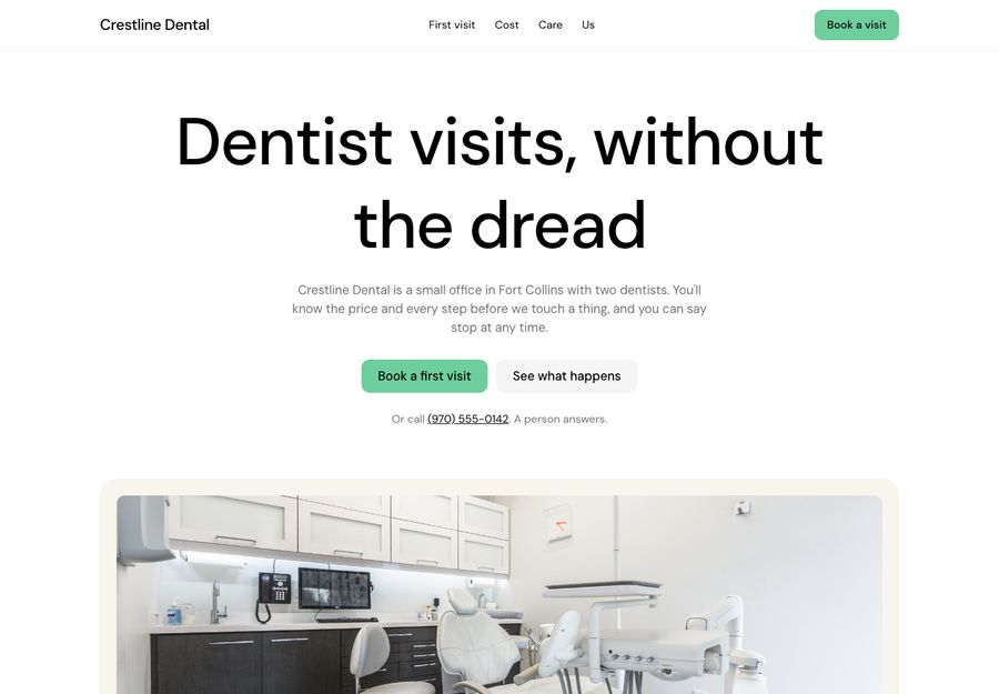 A dental practice's website.