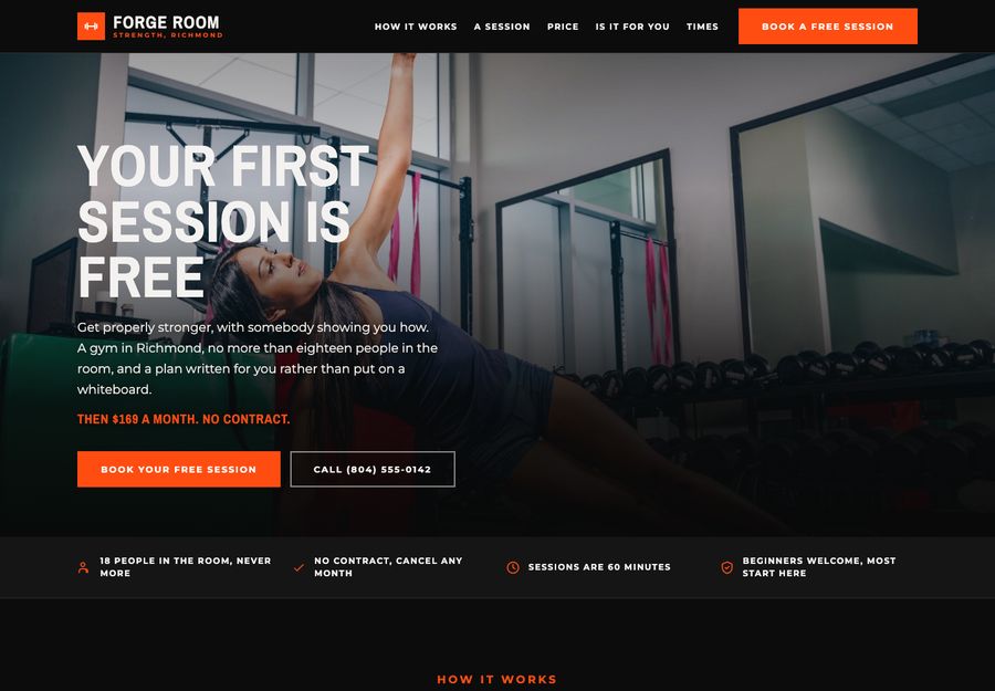 A gym's website.