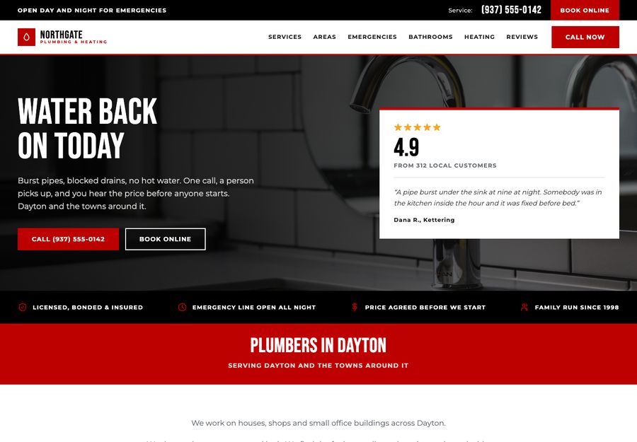 A plumbing company's website.