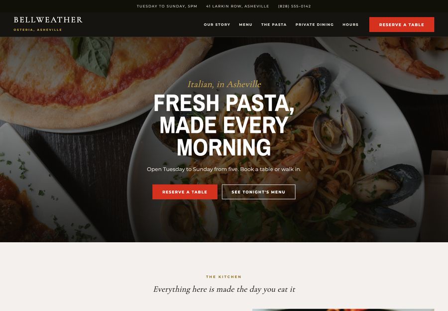 A restaurant's website.