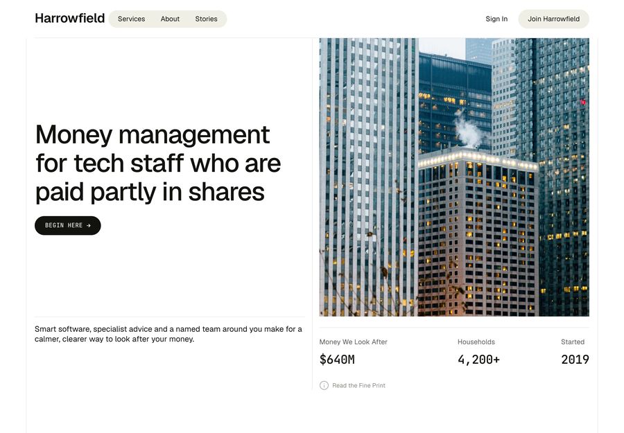 A wealth management firm's website.